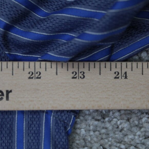 BOSS Hugo Boss Shirt Mens Large Blue/Gray Striped "Lex" Cotton L/S Button Up - Picture 11 of 13